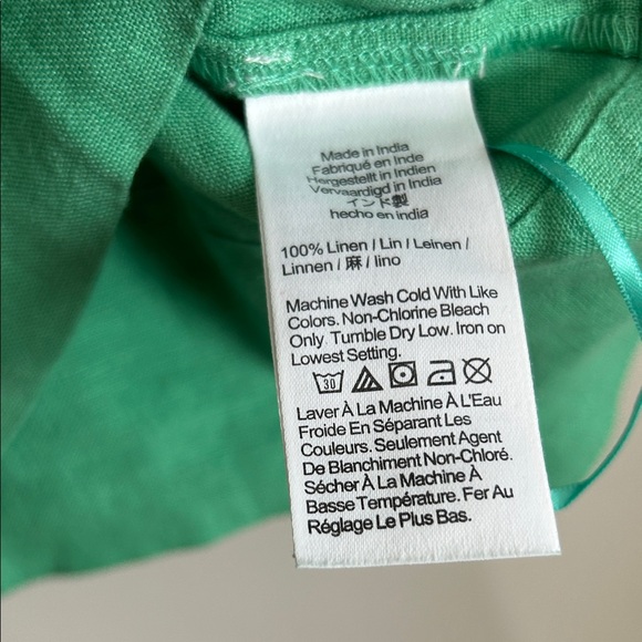 J. Crew 2X 100% Linen Square Neck Puffy Sleeves Kelly Green Blouse lightweight - Picture 10 of 16